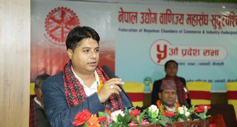 President Mr Shankar Bogati delivering his speech on 5th Province assembly